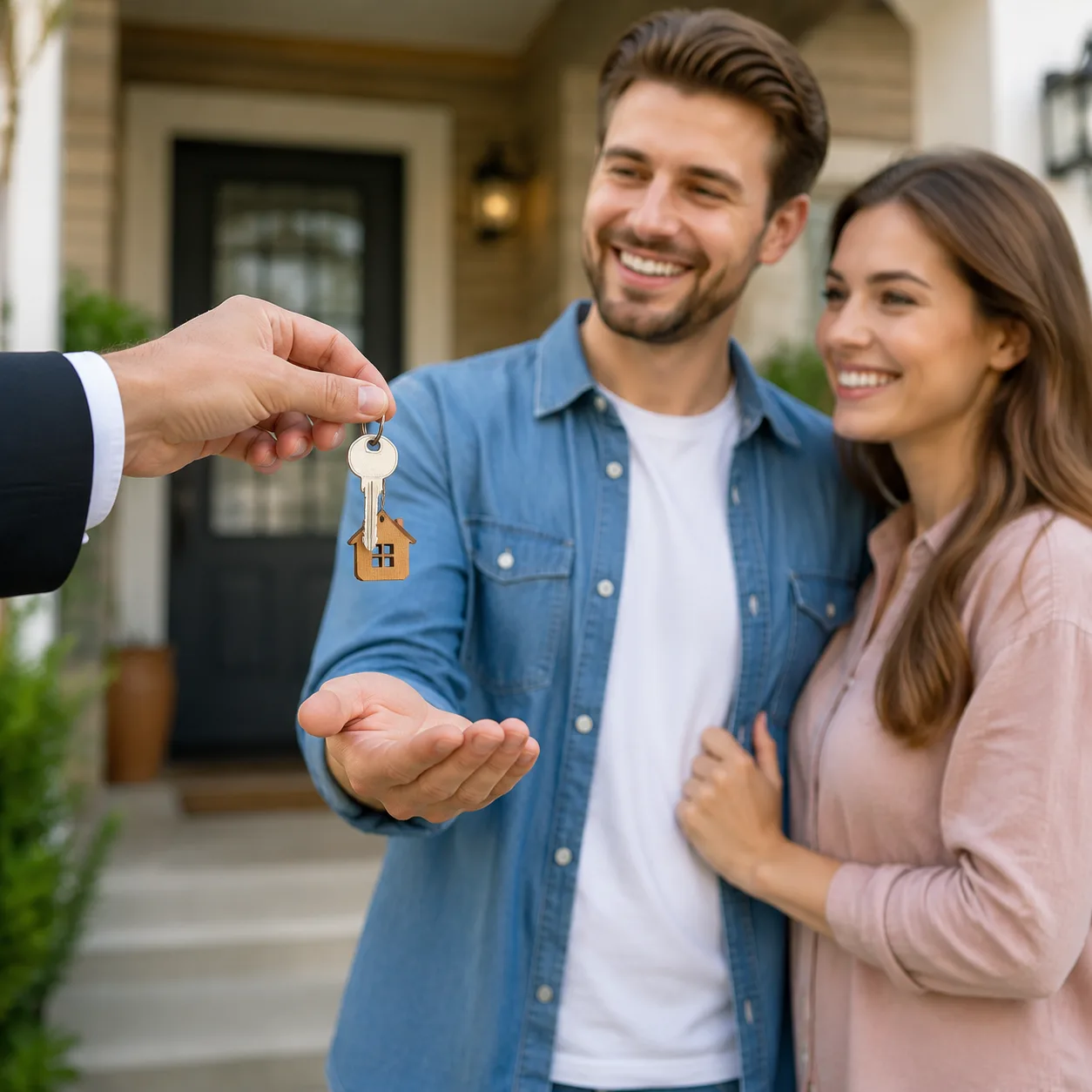 Realtor trao chìa khóa nhà cho khách hàng tại Georgia