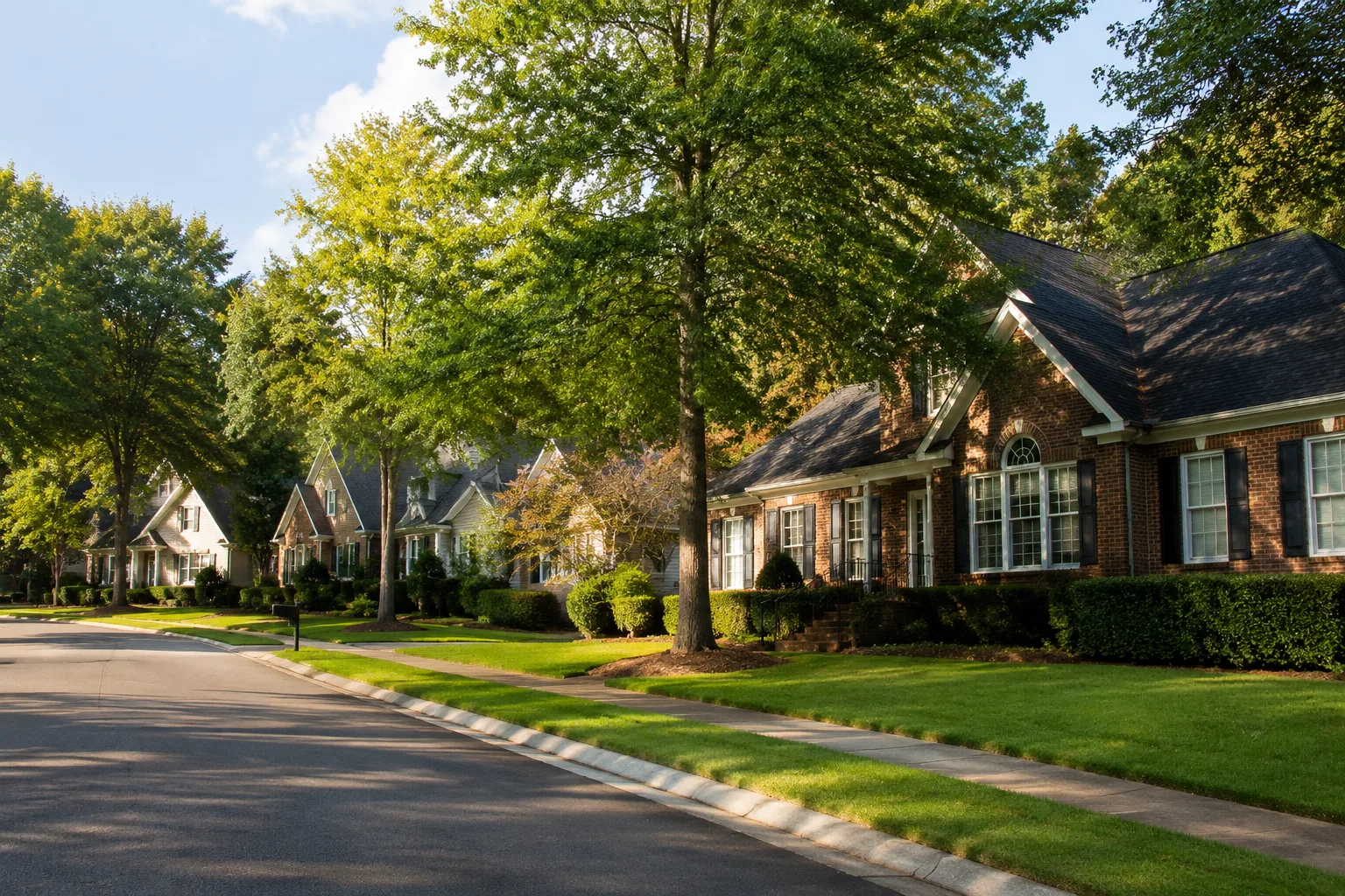 Suburban Duluth Georgia neighborhood with single-family homes and large yards