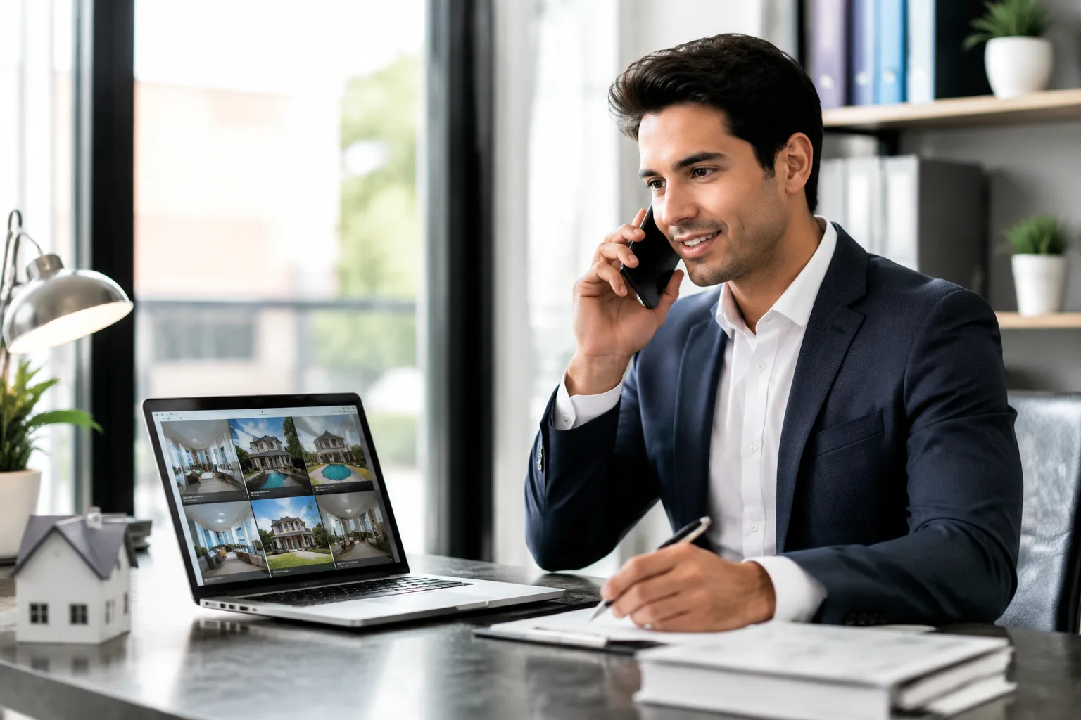 Realtor trả lời điện thoại nhanh chóng tại văn phòng