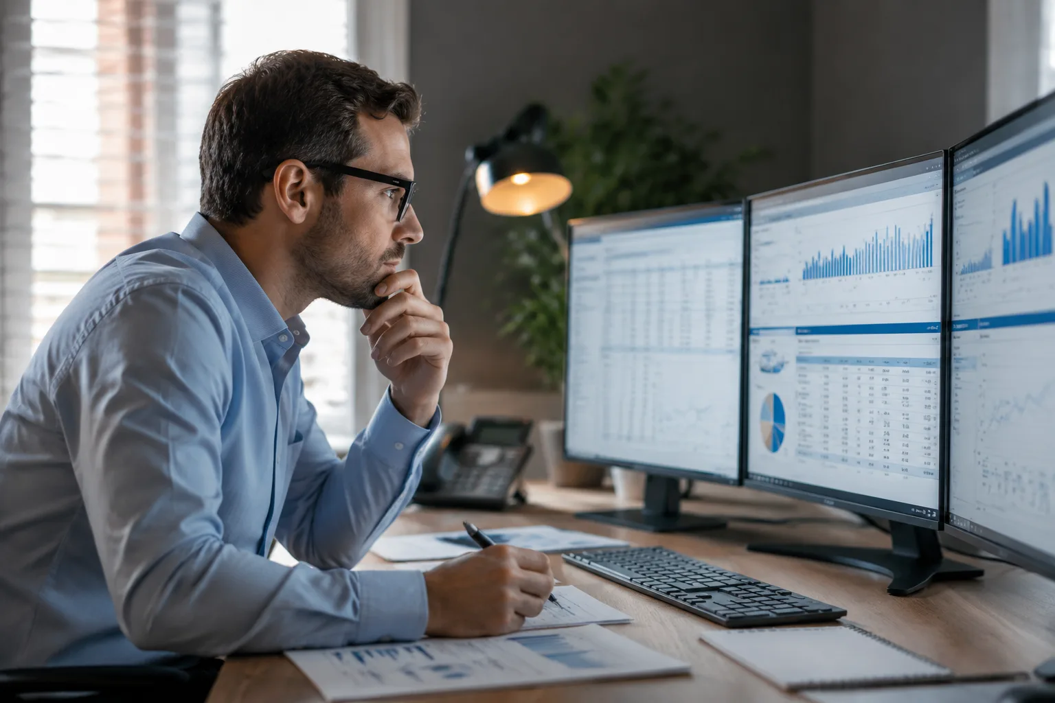Mortgage broker so sánh nhiều lãi suất từ các lender khác nhau trên máy tính