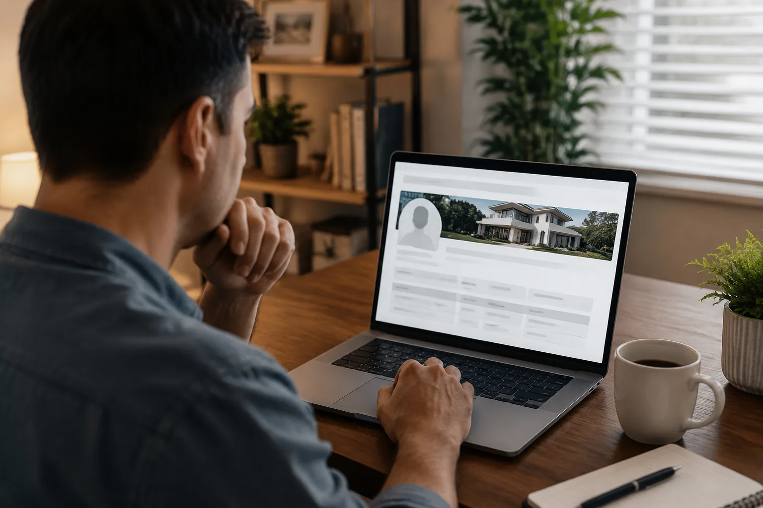 Homebuyer looking up an agent's license information on a computer